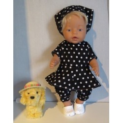 bloemjurk setje zwart sterren baby born 43cm