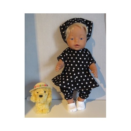 bloemjurk setje zwart sterren baby born 43cm