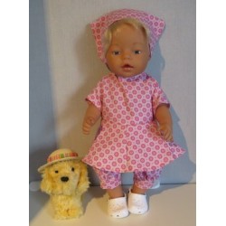 bloemjurk setje roze met bloemen roze baby born 43cm