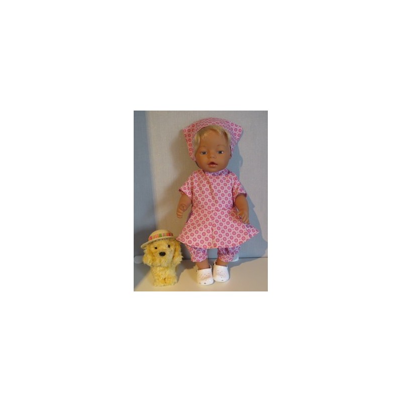 bloemjurk setje roze met bloemen roze baby born 43cm