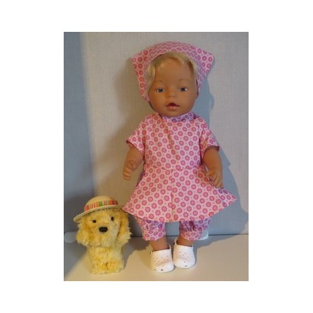 bloemjurk setje roze met bloemen roze baby born 43cm
