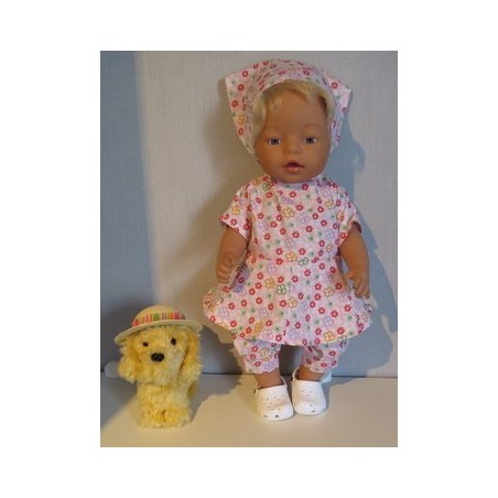 bloemjurk roze gebloemd baby born 43cm