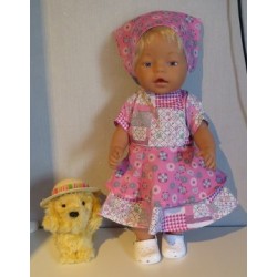 bloemjurk roze  baby born 43cm