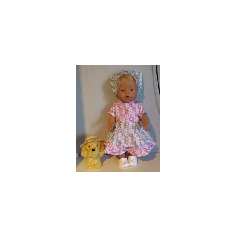 bloemjurk roze sterren grijs baby born 43cm