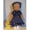 bloemjurk donker blauw kat baby born 43cm