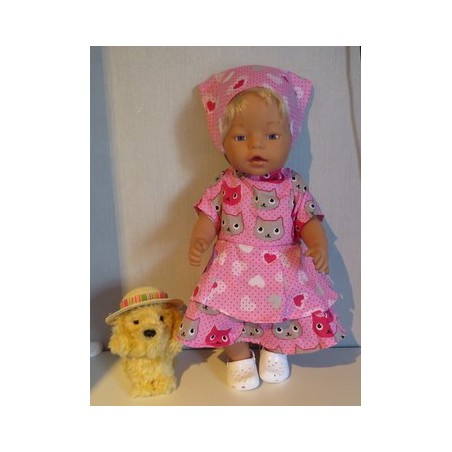 bloemjurk roze kat baby born 43cm