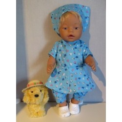 bloemjurk setje blauw met bloemen baby born 43cm