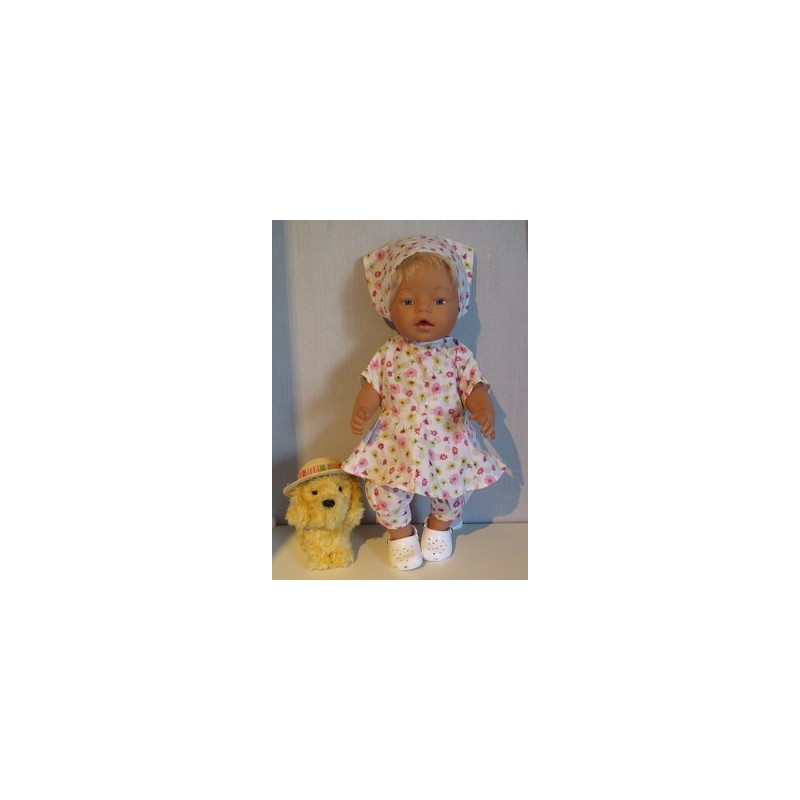 bloemjurk setje met roze bloemen baby born 43cm