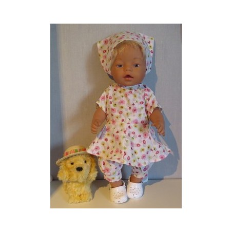 bloemjurk setje met roze bloemen baby born 43cm