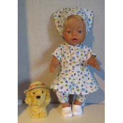 bloemjurk met blauwe bloemen baby born 43cm