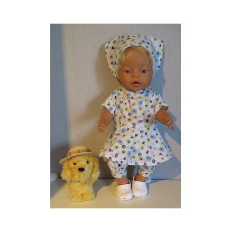 bloemjurk met blauwe bloemen baby born 43cm