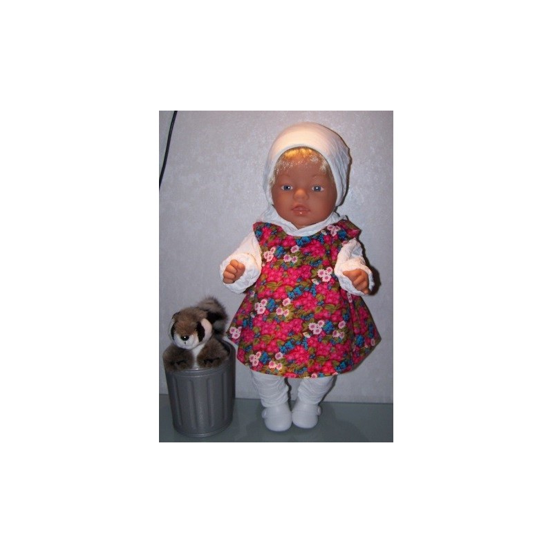 overgooier setje gebloemd roze baby born 43cm