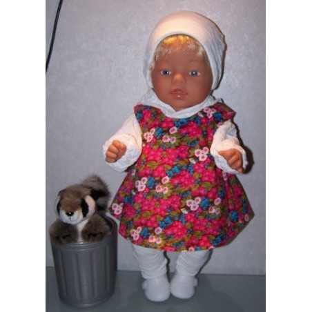 overgooier setje gebloemd roze baby born 43cm