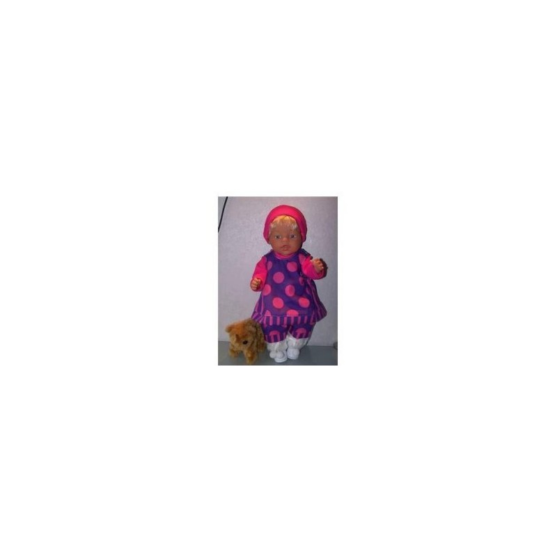overgooier setje paars met roze polka dots groot baby born 43cm