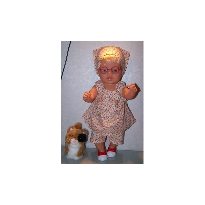 overgooier setje oranke gebloemd baby born 43cm