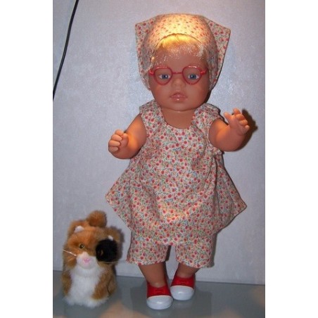 overgooier setje oranke gebloemd baby born 43cm