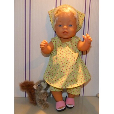 overgooier setje groen gebloemd baby born 43cm