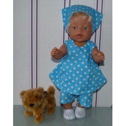 overgooier setje aqua blauw polka dots baby born 43cm