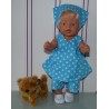 overgooier setje aqua blauw polka dots baby born 43cm