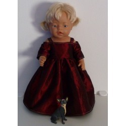 prinsessenjurk donker rood baby born 43cm
