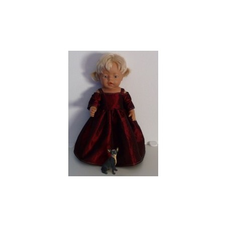 prinsessenjurk donker rood baby born 43cm