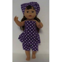 halterjurk setje paars polka dots baby born 43cm