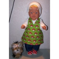 halterjurk setje groen paddestoelen baby born 43cm