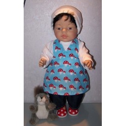 halterjurk setje blauw paddestoelen baby born 43cm