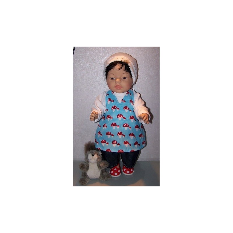 halterjurk setje blauw paddestoelen baby born 43cm