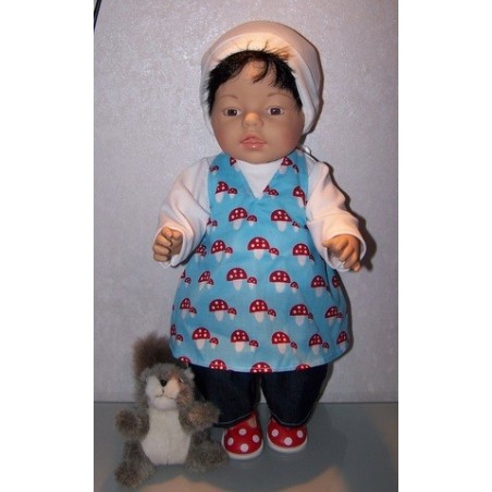 halterjurk setje blauw paddestoelen baby born 43cm