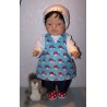 halterjurk setje blauw paddestoelen baby born 43cm