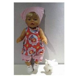 halterjurk setje geruit strawberry shortcake in aardbei baby born 43cm