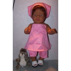 halterjurk setje roze met bloemen baby born 43cm