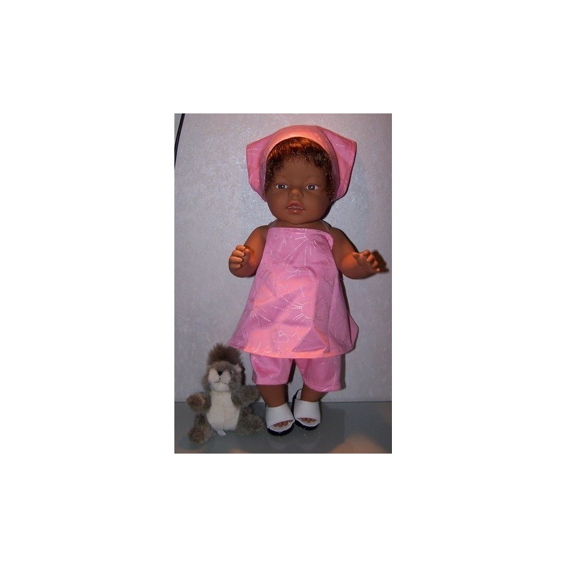halterjurk setje roze met bloemen baby born 43cm