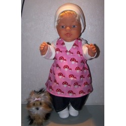 halterjurk setje roze paddestoelen baby born 43cm
