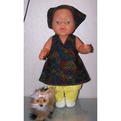 halterjurk setje gekleurd met geel baby born 43cm