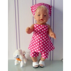 halterjurk setje hard roze polka dots baby born 43cm