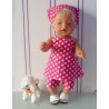 halterjurk setje hard roze polka dots baby born 43cm