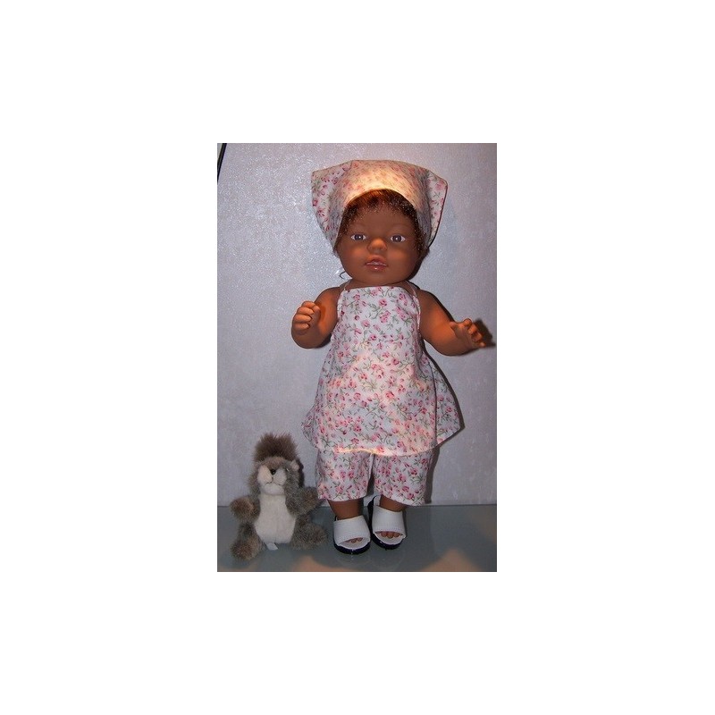 halterjurk setje met roze bloemen baby born 43cm