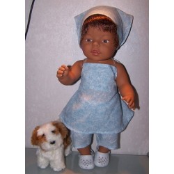 halterjurk setje blauw bloemen baby born 43cm