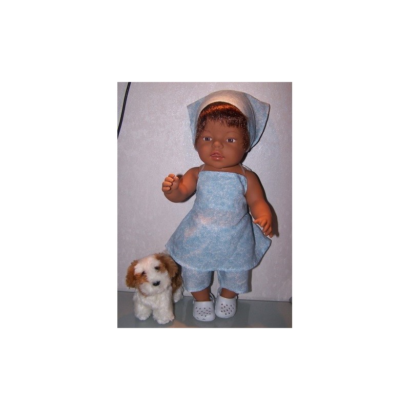 halterjurk setje blauw bloemen baby born 43cm