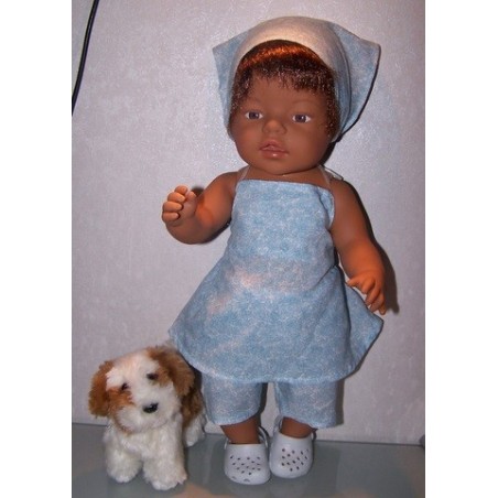 halterjurk setje blauw bloemen baby born 43cm