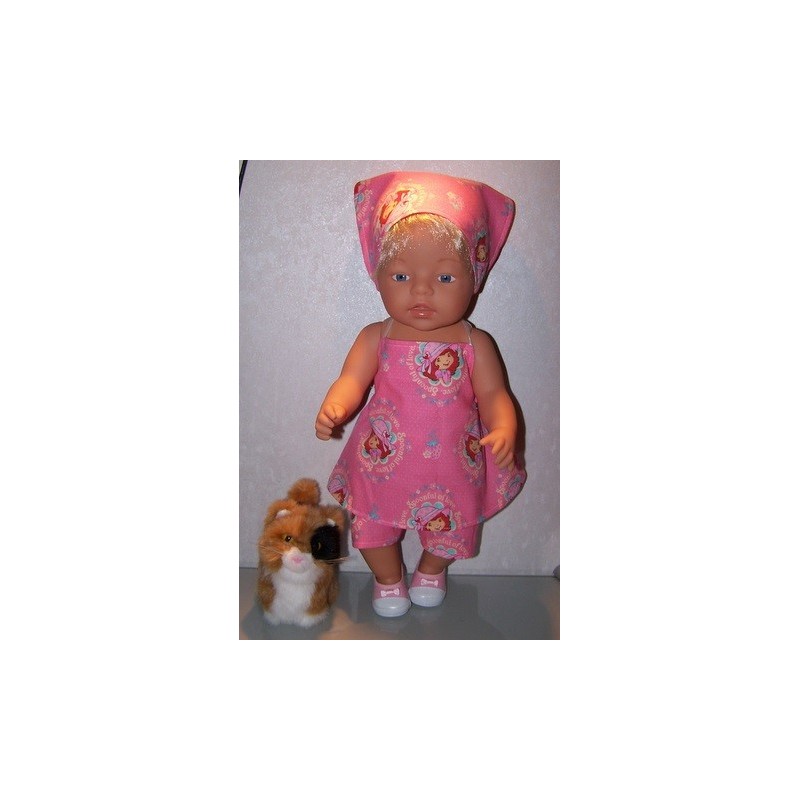 halterjurk setje strawberry shortcak tea roze baby born 43cm