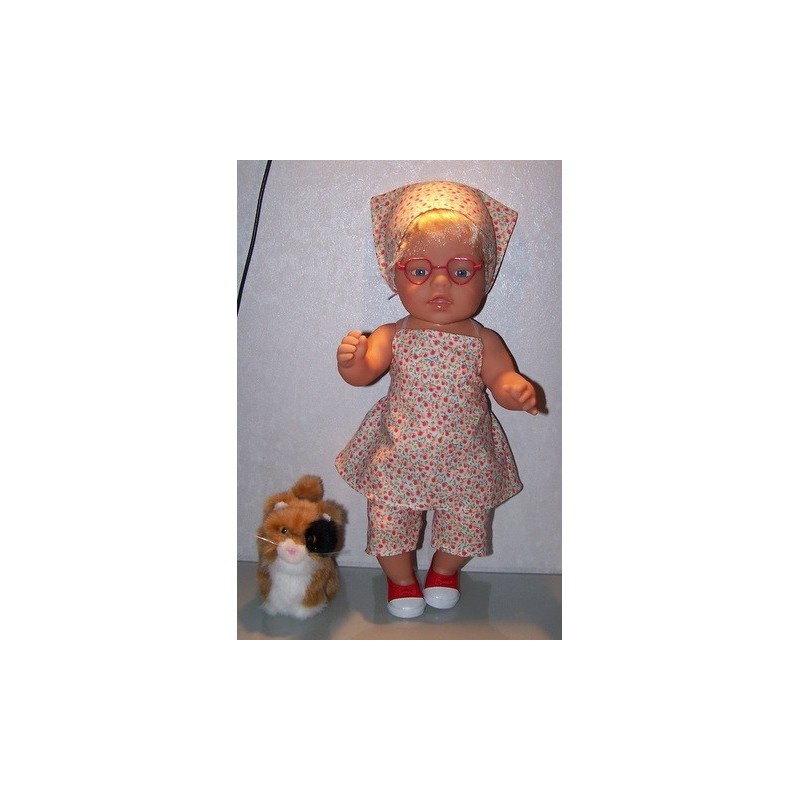 halterjurk setje oranje bloemen  baby born 43cm