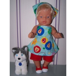 halterjurk setje blauw bos dieren baby born 43cm