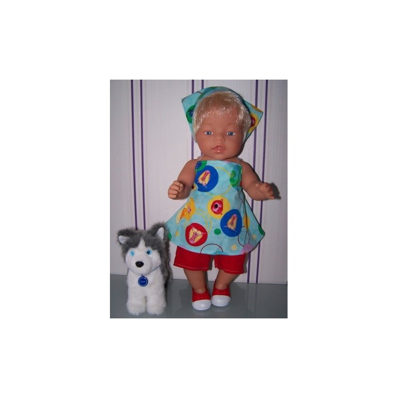 halterjurk setje blauw bos dieren baby born 43cm
