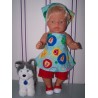 halterjurk setje blauw bos dieren baby born 43cm