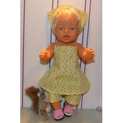 halterjurk setje groen bloemen baby born 43cm