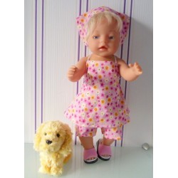 halterjurk setje roze bloemen baby born 43cm