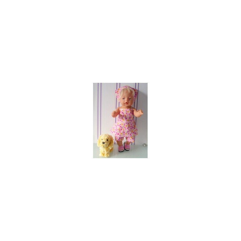 halterjurk setje roze bloemen baby born 43cm